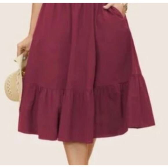 Plus Size 4X 26 Red BloomChic Comfy Printed Cotton Cap Sleeve Midi Dress Pockets - Picture 3 of 8